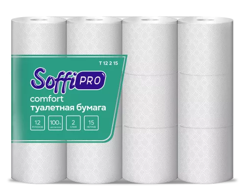10900986 SoffiPro Туалетная бумага 2сл 15м (8пач*12рул)