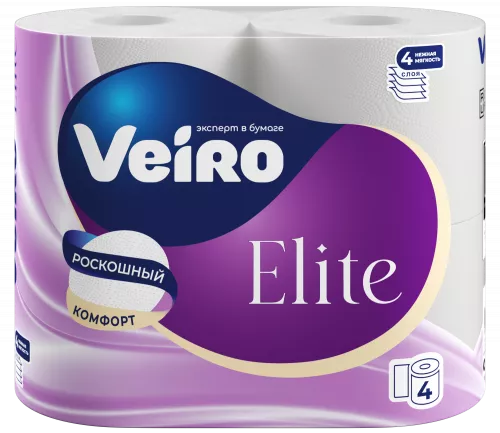 9С44 Veiro Elite Extra Туалетная бумага, 4 слоя, 15м (14 пачек*4 рулона)