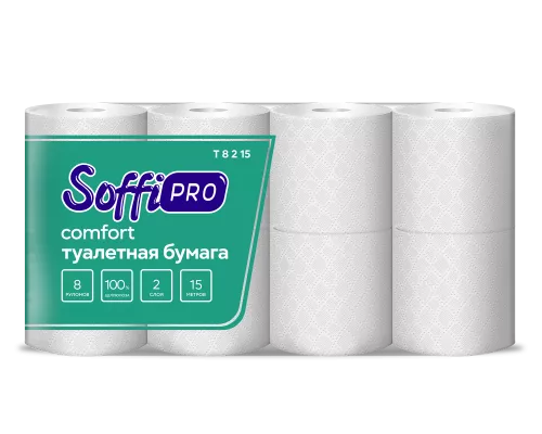 10900985 SoffiPro Туалетная бумага 2сл 15м (8пач*8рул)