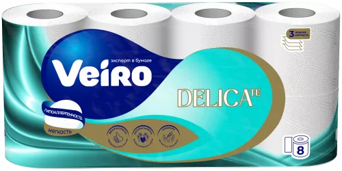 T319 Туалетная бумага Veiro Professional Home Premium, 3 слоя, 15м (6 пачек*8 рулонов)
