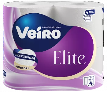 9С44 Veiro Elite Extra Туалетная бумага, 4 слоя, 15м (14 пачек*4 рулона)