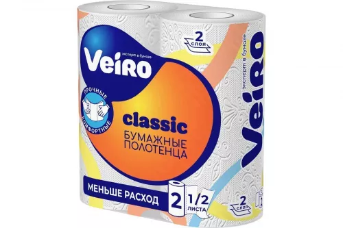 5П22 Veiro Classic Полотенца бумажные в рулонах, 2 слоя, 12м, 1/2 листа (12 пачек*2 рулона)