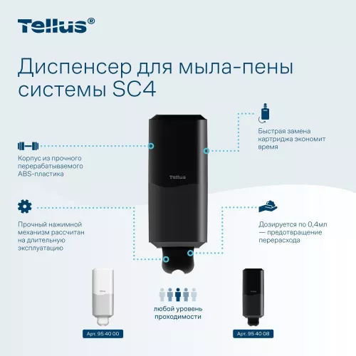 954008 Tellus диспенсер для мыла-пены, черный 