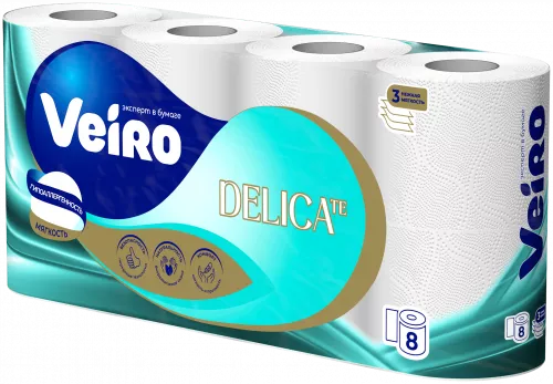 T319 Туалетная бумага Veiro Professional Home Premium, 3 слоя, 15м (6 пачек*8 рулонов)