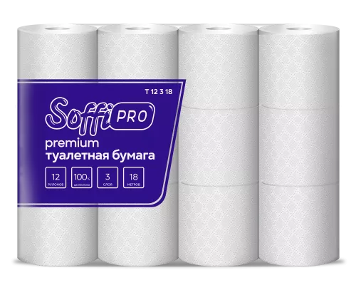 10900977 SoffiPro Туалетная бумага 3сл 18м (5пач*12рул)