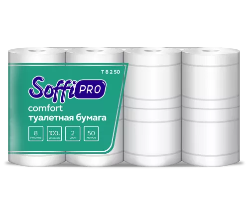 10900980 SoffiPro Туалетная бумага 2сл 50м (5пач*8рул)